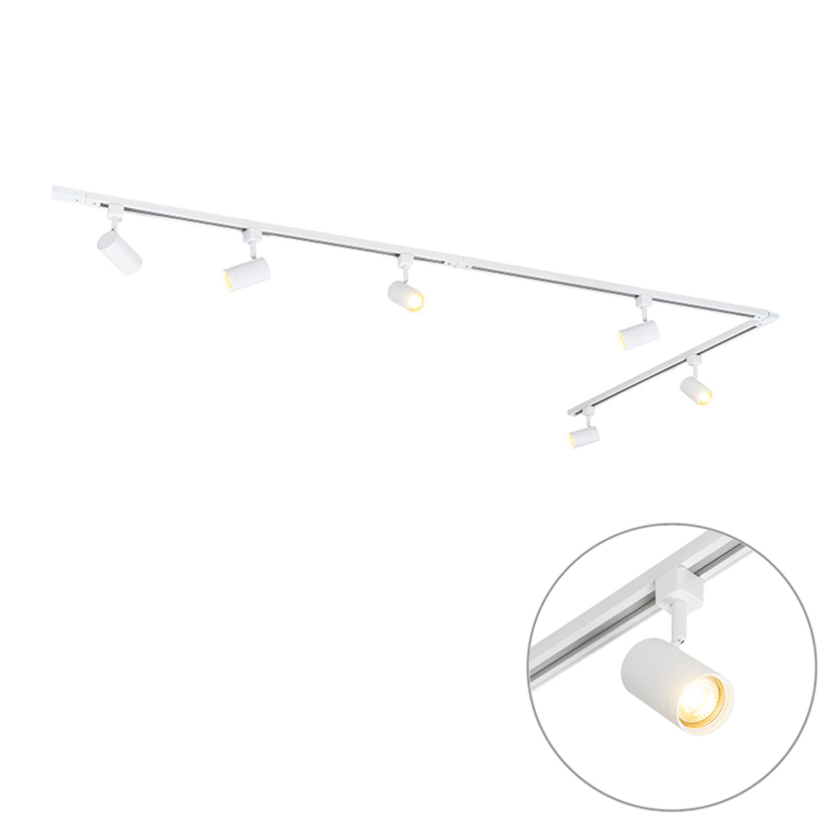 Modern sínrendszer 6 fehér spotlámpával, 1 fázisú, 300 cm - Iconic Jeana